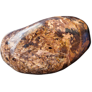 Pietra marrone con riflessi dorati e texture naturale.