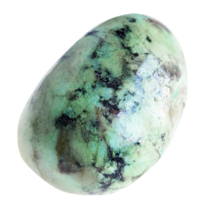 Diaspro verde con venature scure, simile al turchese.