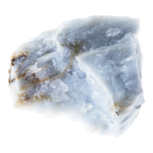 Angelite, pietra azzurra opaca e liscia, simbolo di pace e spiritualità.