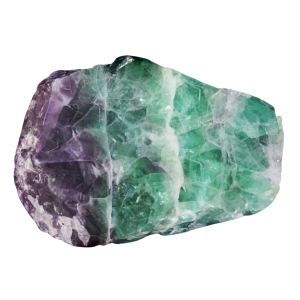 Fluorite Arcobaleno, pietra traslucida con sfumature multicolori.