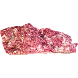 Thulite, pietra rosa acceso con sfumature naturali.
